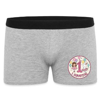 1. Geburtstag Ballerina  - Männer Boxer Shorts - Grau meliert - Vorne
