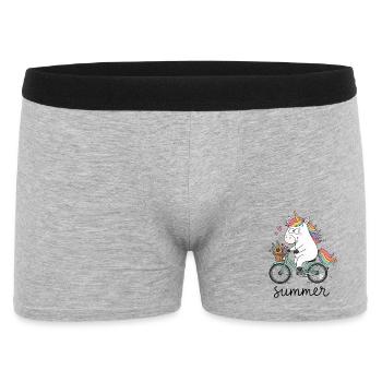 Einhorn auf dem Fahrrad - Männer Boxer Shorts - Grau meliert - Vorne