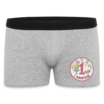 Erster Geburtstag Ballerina Hase - Männer Boxer Shorts - Grau meliert - Vorne