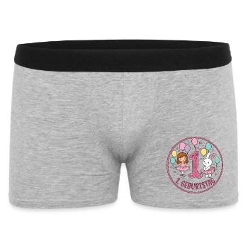 Erster Geburtstag Ballerina Hase - Männer Boxer Shorts - Grau meliert - Vorne