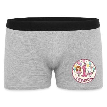 Erstes Geburtstag: Glitzer Hase Ballons - Männer Boxer Shorts - Grau meliert - Vorne