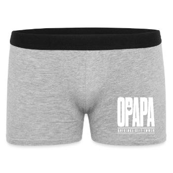 Opapa Original Seit Immer – Opa Familien Spruch - Männer Boxer Shorts - Grau meliert - Vorne