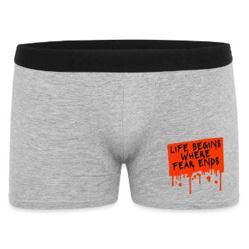 La vie commence là où la peur s’arrête Citation motivationnelle Logo - Boxer Homme - gris chiné - Devant