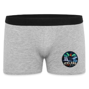 Iceland Fire und Icee Vintage Reiseabzeichen Logo - Männer Boxer Shorts - Grau meliert - Vorne