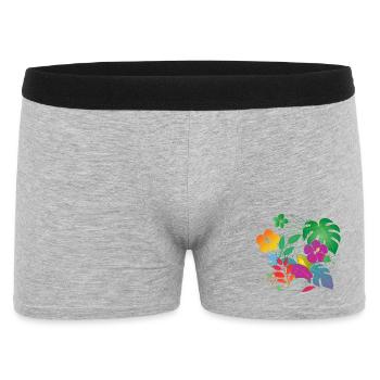 Tropische Blumen und Blätter Design - Männer Boxer Shorts - Grau meliert - Vorne