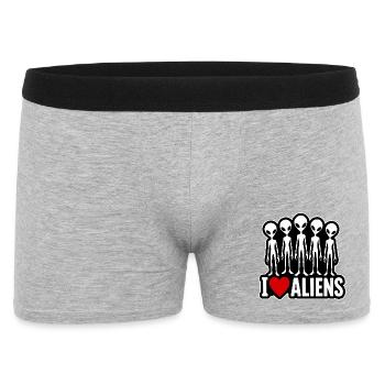 I Love Aliens Alien Fan Group - Men's Boxer Shorts - heather grey - Front