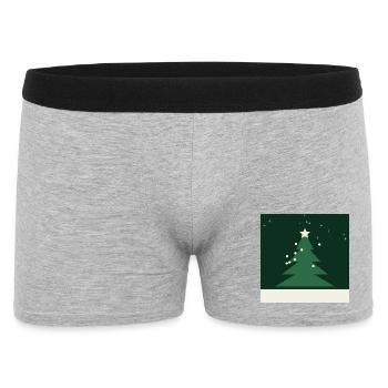 Minimalistischer Weihnachtsbaum-Grüner Stern - Männer Boxer Shorts - Grau meliert - Vorne