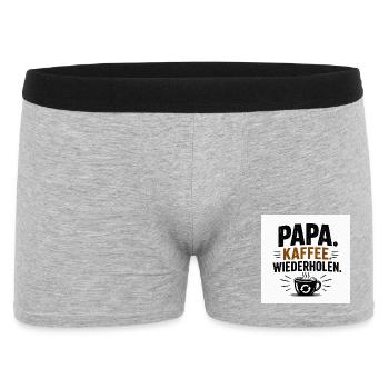 Papa Kaffee Wiederholen - Männer Boxer Shorts - Grau meliert - Vorne