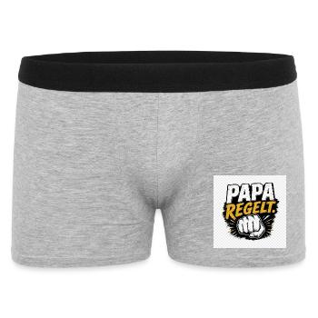 Papa regelt Kraftvoller Comicstil - Männer Boxer Shorts - Grau meliert - Vorne
