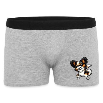 Dabbing Papillon in Comic Style - Men's Boxer Shorts - heather grey - Front