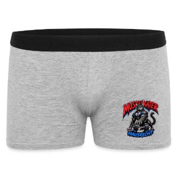 Muskelkater Hat Hausrecht – Fitness Katze - Männer Boxer Shorts - Grau meliert - Vorne