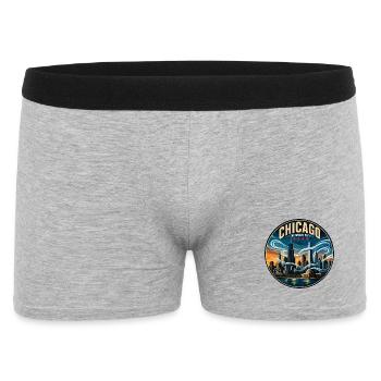 Emblème rétro de la skyline de Chicago The Windy City - Boxer Homme - gris chiné - Devant