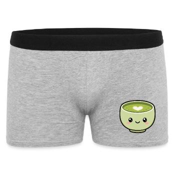 Tasse de thé matcha Kawaii avec cœur - Boxer Homme - gris chiné - Devant
