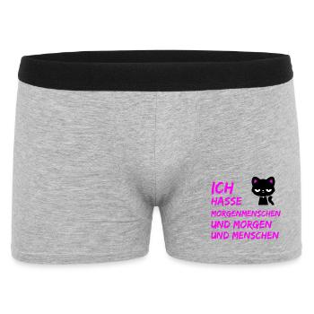 ICH HASSE MORGENMENSCHEN UND MORGEN UND MENSCHEN - Männer Boxer Shorts - Grau meliert - Vorne