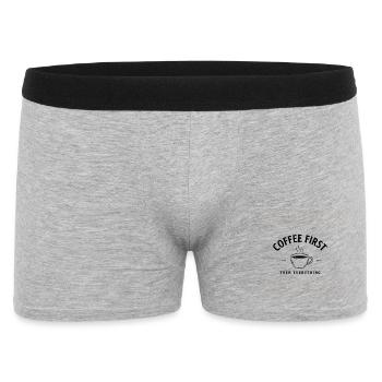 Café d’abord, puis tout – Kaffee - Boxer Homme - gris chiné - Devant