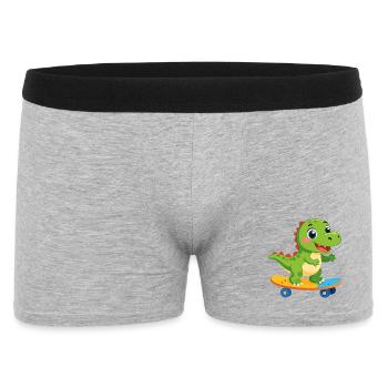 Little Green Dino on Skateboard – Skater Fun - Men's Boxer Shorts - heather grey - Front