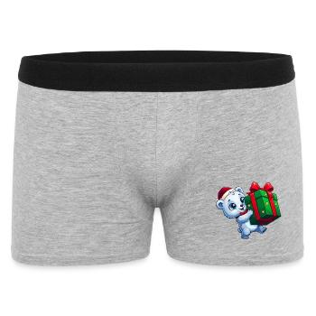 Polarjunges mit Weihnachtsgeschenk - Männer Boxer Shorts - Grau meliert - Vorne