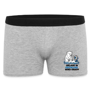 Urlaub in Grönland wird knapp – Eisbär T-Shirt - Männer Boxer Shorts - Grau meliert - Vorne