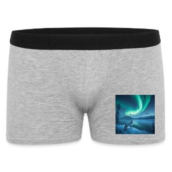 Polarfuchs — Nordlichter - Männer Boxer Shorts - Grau meliert - Vorne