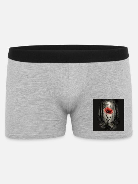 Mohn im dunklen Wald - Männer Boxer Shorts - Grau meliert