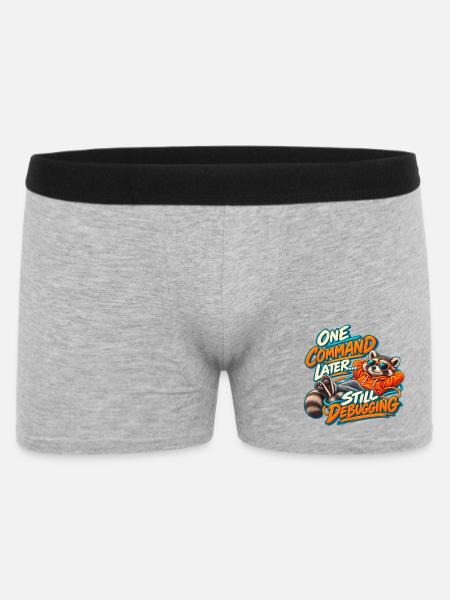 Lustiger Programmierer Waschbär – Noch ein Befehl später - Männer Boxer Shorts - Grau meliert