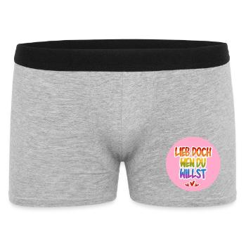 Lieb_doch_wen_du_willst_rosa - Männer Boxer Shorts - Grau meliert - Vorne