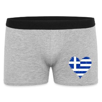 Griechenland Herzflagge Grunge - Männer Boxer Shorts - Grau meliert - Vorne