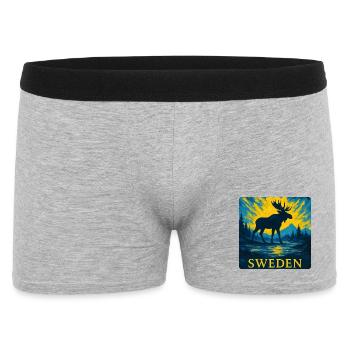 Schwedischer Elch im Abendlicht - Männer Boxer Shorts - Grau meliert - Vorne