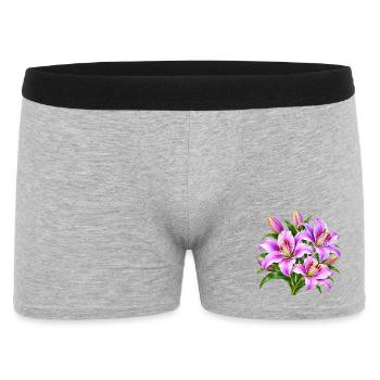 Rosa Lilien-Strauß-Druck - Männer Boxer Shorts - Grau meliert - Vorne