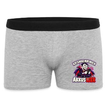 Halloween-Vampir – Ich sauge nur noch, Akkus leer - Männer Boxer Shorts - Grau meliert - Vorne