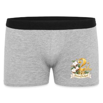 2.Hochzeitstag , 2 Jahre , Baumwollhochzeit  - Männer Boxer Shorts - Grau meliert - Vorne