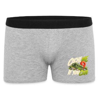 Cache Me If You Can Geocaching Motif - Männer Boxer Shorts - Grau meliert - Vorne