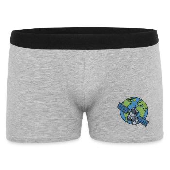 Satellit Orbit Erde Weltraum Sci-Fi Vektor Shirt - Männer Boxer Shorts - Grau meliert - Vorne