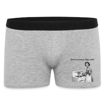 Retro Hausfrau Mittelfinger - Rebellisch - FCK AFD - Männer Boxer Shorts - Grau meliert - Vorne
