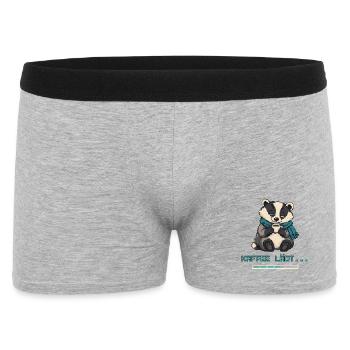 Dachs mit Kaffee Pixel Art - Männer Boxer Shorts - Grau meliert - Vorne