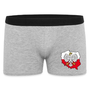 Polnischer Adler auf der zweifarbigen Karte Polens - Männer Boxer Shorts - Grau meliert - Vorne