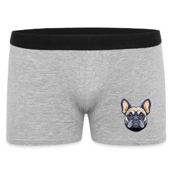 Französischer Bulldoggenkopf - Männer Boxer Shorts - Grau meliert - Vorne
