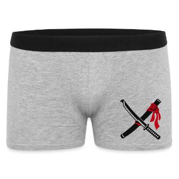 Gekreuzte Katana Schwerter Logo - Männer Boxer Shorts - Grau meliert - Vorne