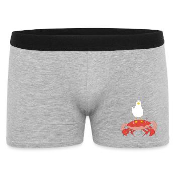 Seemöwe auf Krabbe - Männer Boxer Shorts - Grau meliert - Vorne