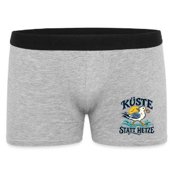 Möwe – Küste statt Hetze - Männer Boxer Shorts - Grau meliert - Vorne