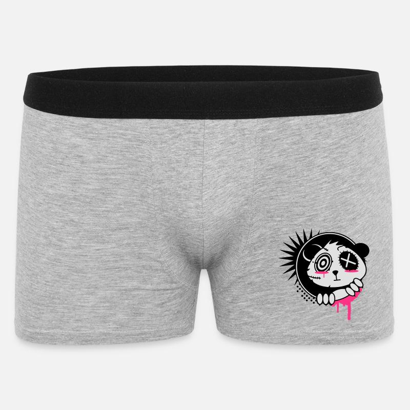 Ein Sticker mit Panda Bär Kopf - Männer Boxer Shorts - Grau meliert