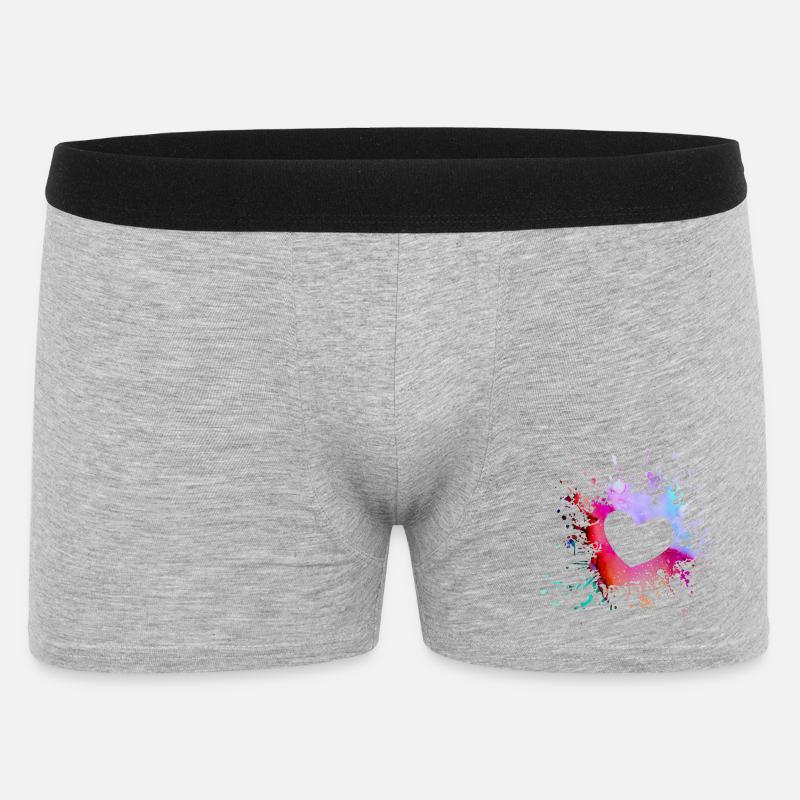 Farverige hjerte stænk af farve - Boxer Shorts til mænd - grå meleret