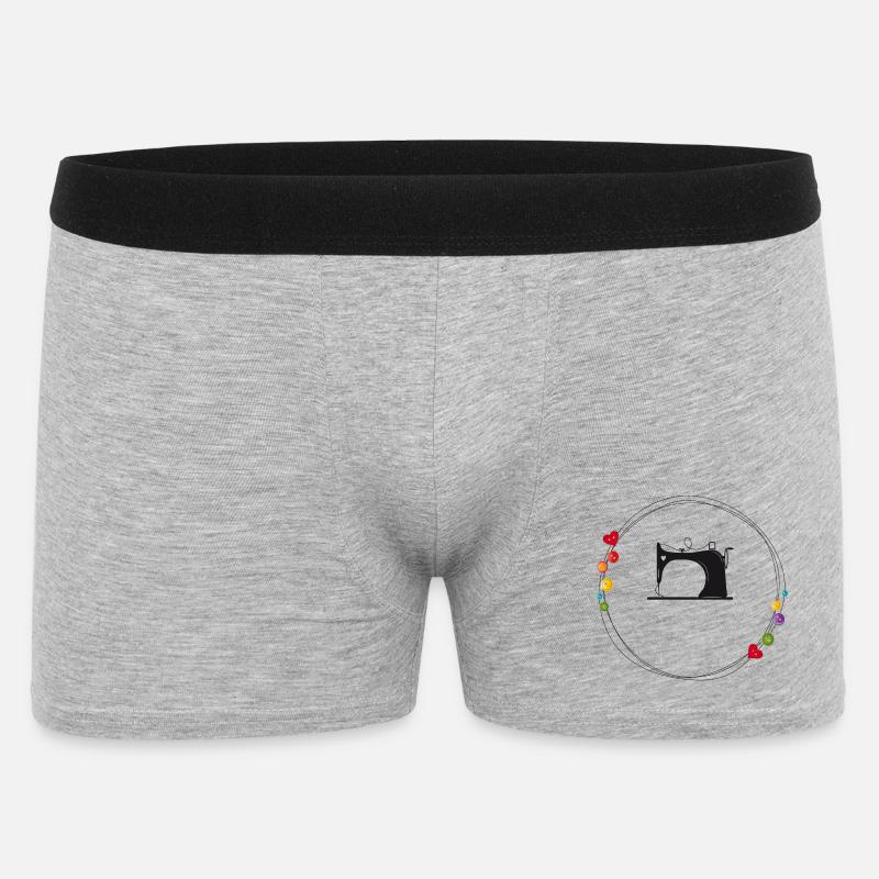 nostalgisch stilisierte Nähmaschine mit Knöpfe - Männer Boxer Shorts - Grau meliert