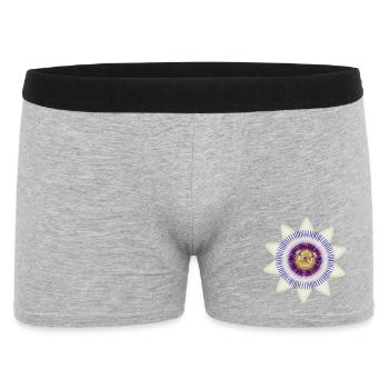 Kunstvolle Blüte einer Passionsblume - Männer Boxer Shorts - Grau meliert - Vorne