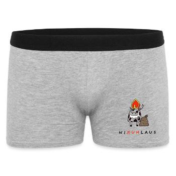 NiKUHlaus - Nikolaus, Kuh, Illustration - Männer Boxer Shorts - Grau meliert - Vorne