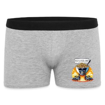 pasta la vista baby witziges wortspiel - Männer Boxer Shorts - Grau meliert - Vorne