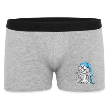 Eule mit Schlafmütze - Männer Boxer Shorts - Grau meliert - Vorne