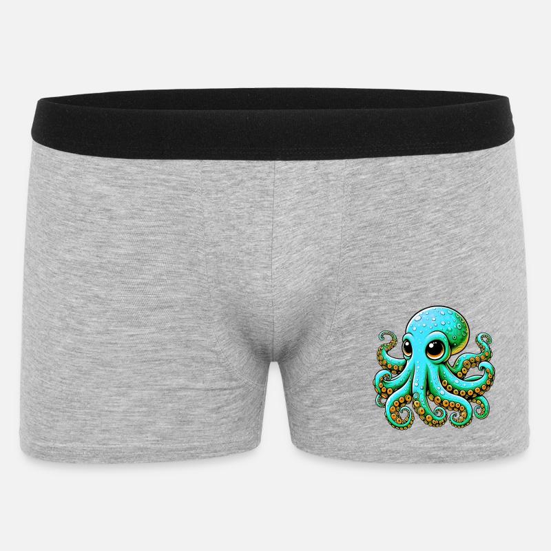 Krake - Männer Boxer Shorts - Grau meliert
