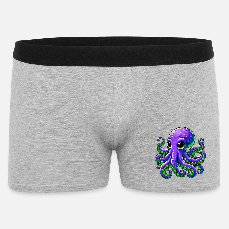 Krake - Männer Boxer Shorts - Grau meliert