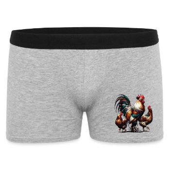 Magnificent colorful rooster with two hens in the yard - Men's Boxer Shorts - heather grey - Front